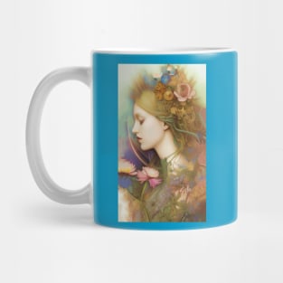 Pretty dreamy painting of a girl with flowers Mug